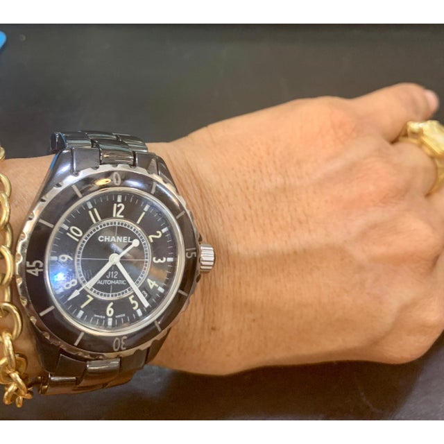 Chanel J12 Black Ceramic Automatic Midsize Unisex Watch Black Ceramic Face For Sale In New York - Image 6 of 8