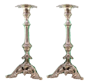 Silver Candlesticks with Turned Stems, Set of 2