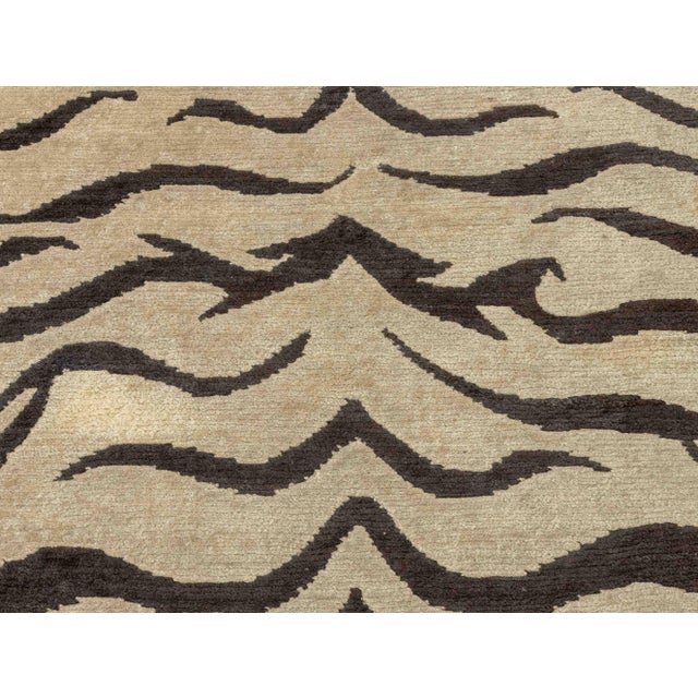Tibetan Style Tiger Stripe Pattern Carpet, 9' X 6' For Sale - Image 4 of 8