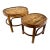 Mid Century Vintage Bamboo Rattan Plant Stands, Low Round Side Tables, a Pair For Sale