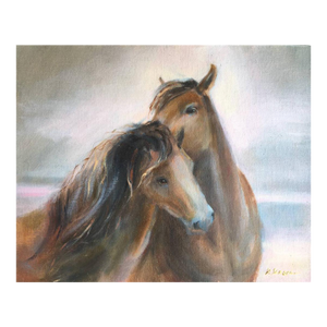 Horses Landscape Original Painting on Canvas by Valeriya Serova