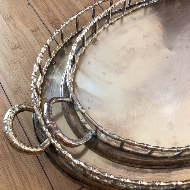 1970s Brass Golden Nesting Trays - a Pair For Sale In Atlanta - Image 6 of 9