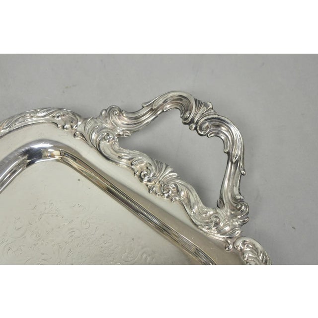 Metal Vintage Fb Rogers 1338 Victorian Silver Plated Narrow Serving Platter Bar Tray For Sale - Image 7 of 18