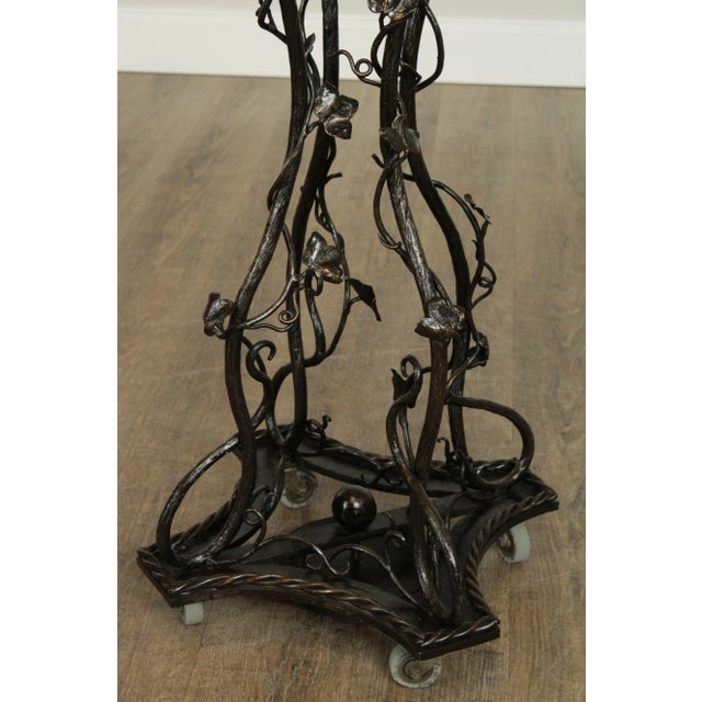 Hand Forged Iron Art Nouveau Sun Burst Rose Vine Music Stand by Farin For Sale - Image 12 of 13