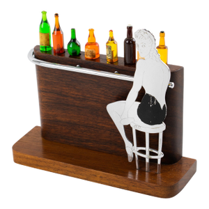 Art Deco Chrome and Macassar Wood Cocktail Picks, Lady at the Bar