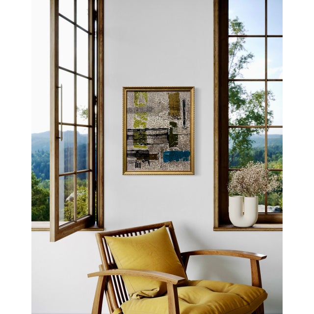 This original mixed-media abstract painting by J. Kent Martin is inspired by aerial views of farmland and the ordered...