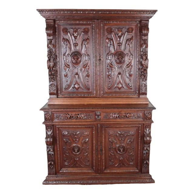 Richly Carved Neo-Renaissance Cabinet in Oak For Sale