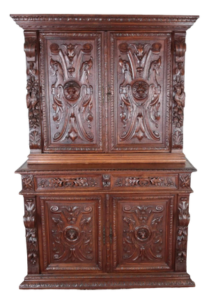 Richly Carved Neo-Renaissance Cabinet in Oak