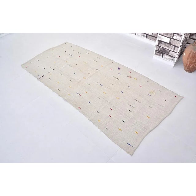 Textile Turkish Neutral Organic Original Hemp Kilim For Sale - Image 7 of 9
