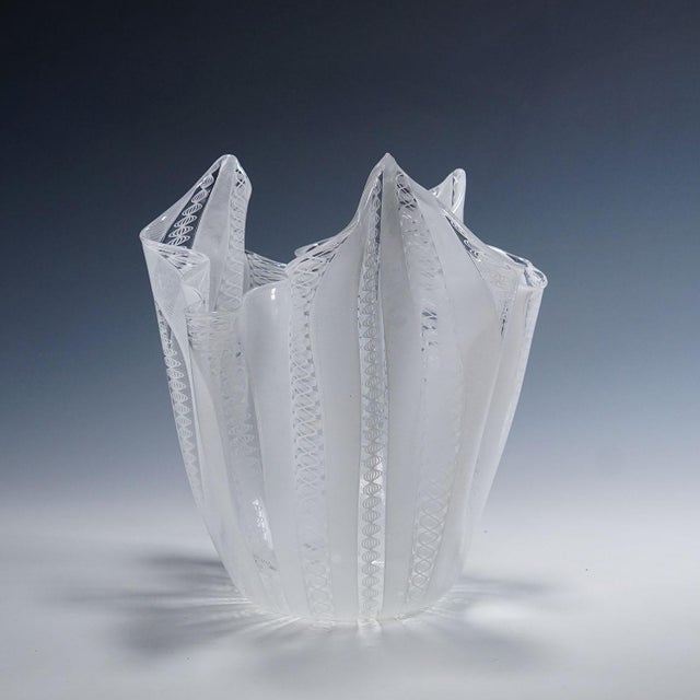 Large Fazzoletto Zanfirico Vase by Fulvio Bianconi for Venini, Venice Murano A very large Fazzoletto (handkerchief) vase...