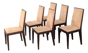 Six Dining Chairs – Elegant Wooden Dining Chairs, Modern, Contemporary, Faux Suede, Comfortable Seating
