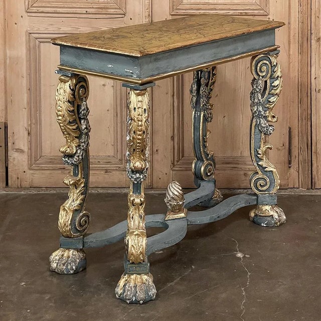 Wood Early 19th Century Italian Baroque Faux-Sienna Marble Console For Sale - Image 7 of 18
