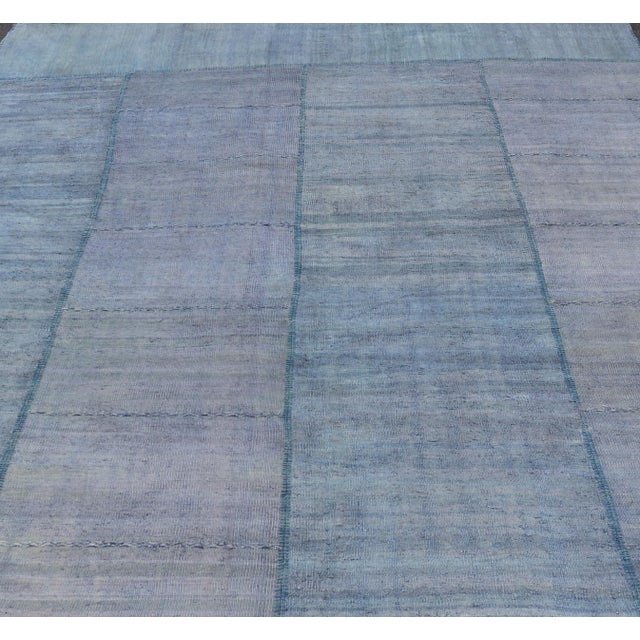 Vintage Turkish Paneled Kilim Rug With Serene Blue and Lavender Tones For Sale In Atlanta - Image 6 of 9