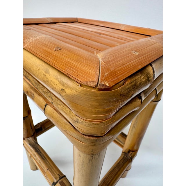 Vintage Bamboo Plant Stand Side Table Boho 20" For Sale - Image 9 of 11