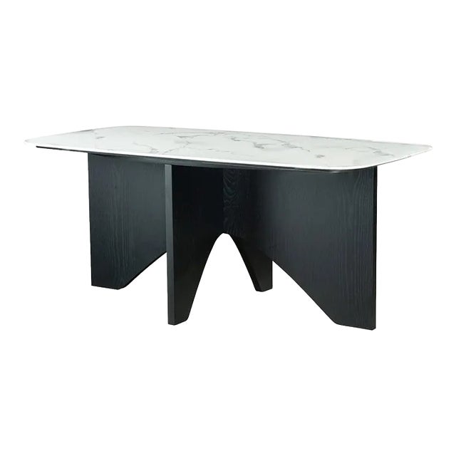 Finneas Rectangular Dining Table in Black and White For Sale