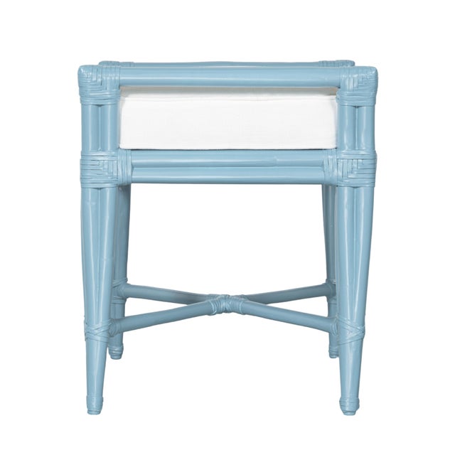 Wood Small Malacca Bench - Pool Blue For Sale - Image 7 of 8