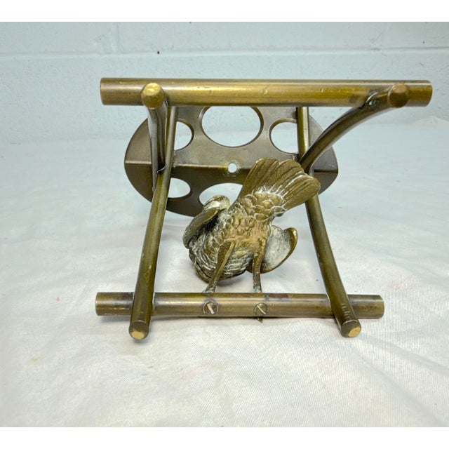 Antique 19th Century Solid Gilt Bronze Bird Pen/ Pipe Holder Stand Statue 1800's For Sale - Image 11 of 15