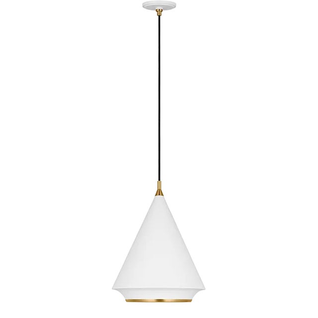 Thomas O'Brien by Visual Comfort Studio Stanza 1-Light Large Pendant in Matte White For Sale