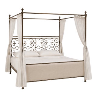 Tuscan Style Iron Canopy Queen Bed For Sale