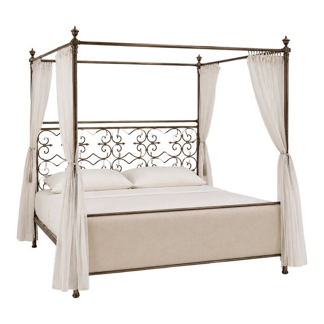 Tuscan Style Iron Canopy Queen Bed For Sale