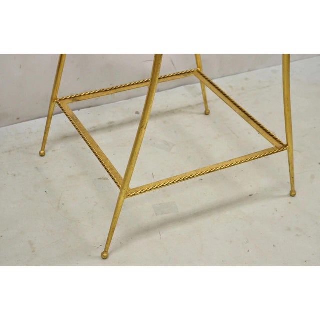 Gold Mid 20th Century Italian Hollywood Regency Iron Rope Tassel Gold 3 Tier Etagere Stand Side Table For Sale - Image 8 of 12