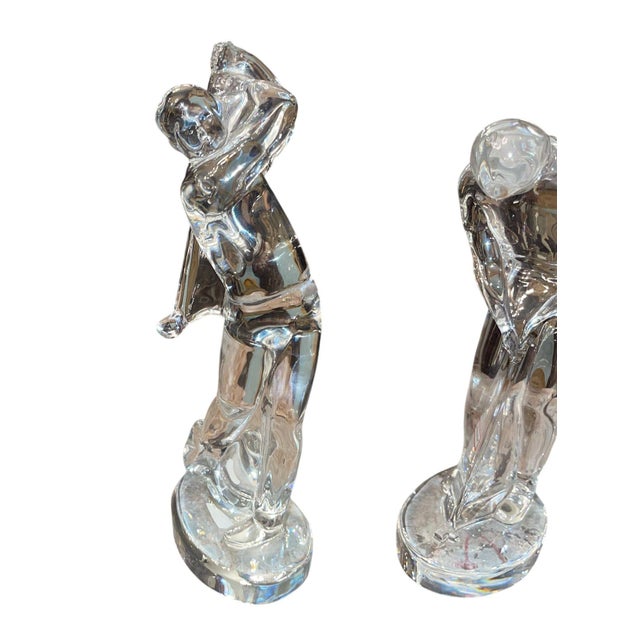 Baccarat Late 20th Century Pair of Baccarat Crystal Golfer Figurines For Sale - Image 4 of 9