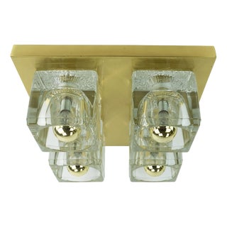 Mid-Century Modern Brass Ceiling Light with Glass Cubes from Peill & Putzler, 1960s For Sale