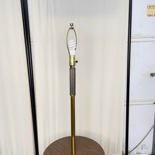 Wood Mid Century Modern Floor Lamp With Table and Lampshade For Sale - Image 7 of 10