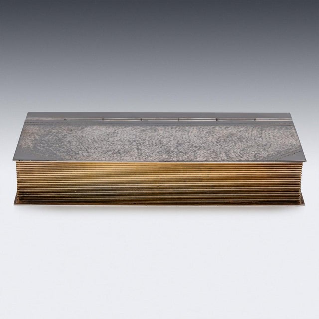 Vintage English Silver Book Shaped Cigar Box, 2015 For Sale - Image 16 of 18