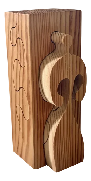Swedish Pinewood Puzzle Sculpture by Gunnar Kanevad, 1970s