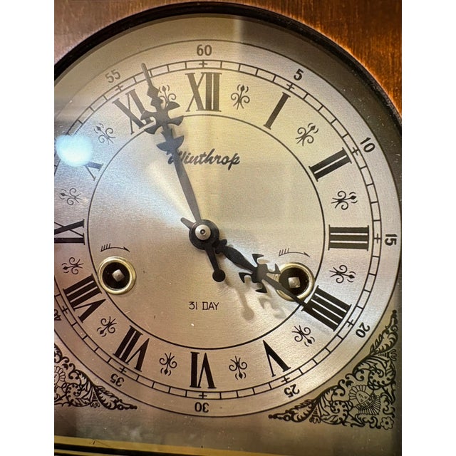 Mid-Century Modern 1930s Winthrop Grandmother's Wind Up Clock For Sale - Image 3 of 5