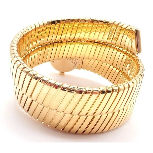 Metal 1990s Bulgari Tubogas Serpent Snake Yellow Gold Bracelet Wristwatch For Sale - Image 7 of 10