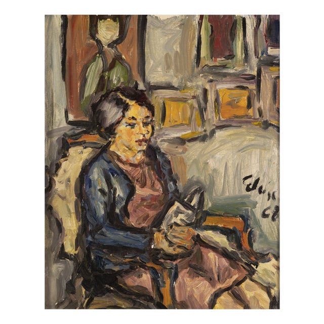 Eloise, Women Reading in an Interior, 1968, Oil on Canvas For Sale