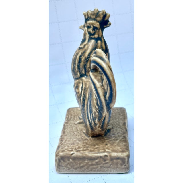 Arts & Crafts Arts & Crafts Rookwood Blue Over Tan Rooster Paperweight For Sale - Image 3 of 6
