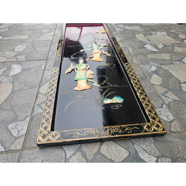 Wood Japanese Wooden Picture, 1950s For Sale - Image 7 of 11