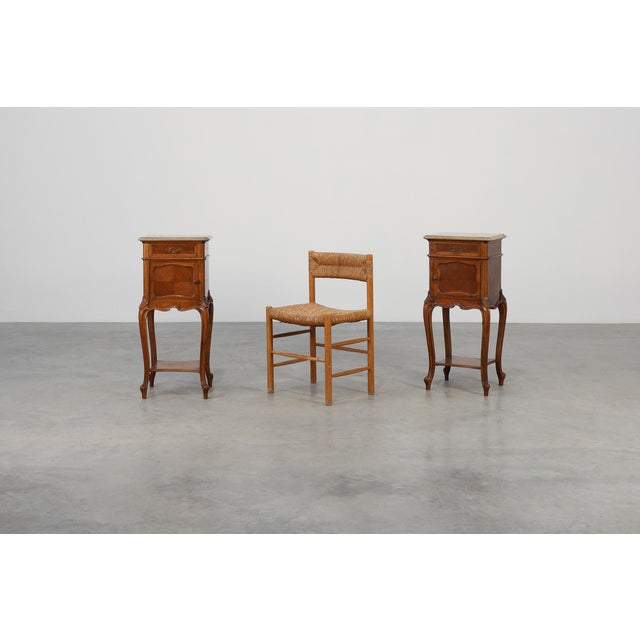 Louis XV Nightstands with Marble Tops, France, 1900s, Set of 2 For Sale - Image 3 of 14