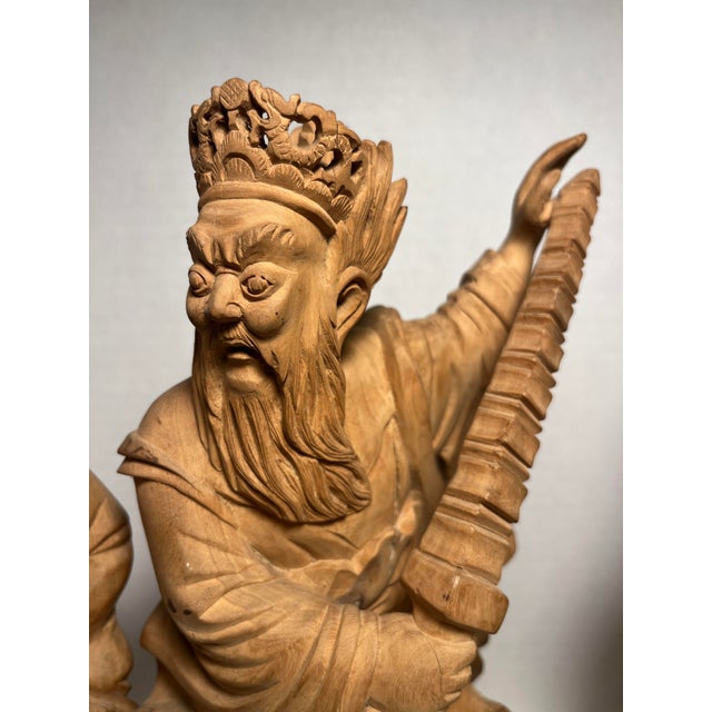 Chinese 1940s Republic Era Chinese Hand Carved Wood Immortals Statues- Set of 4 For Sale - Image 3 of 12