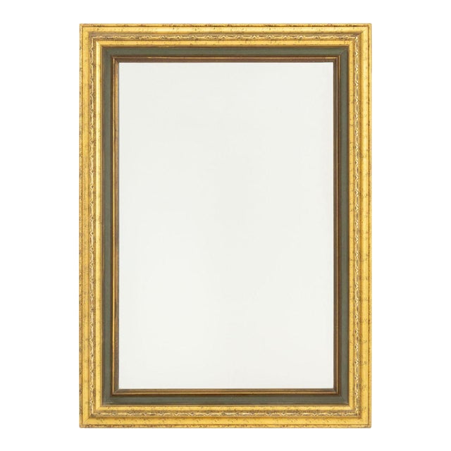 Green Painted and Giltwood Framed Mirror For Sale