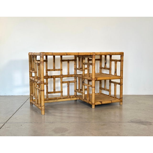 1970s Vivai del Sud-style bamboo and wicker desk