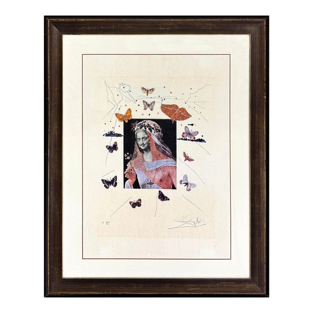 Salvador Dalí, Surrealistic Portrait of Dali Surrounded by Butterflies, Signed, Authenticated, 1971 For Sale