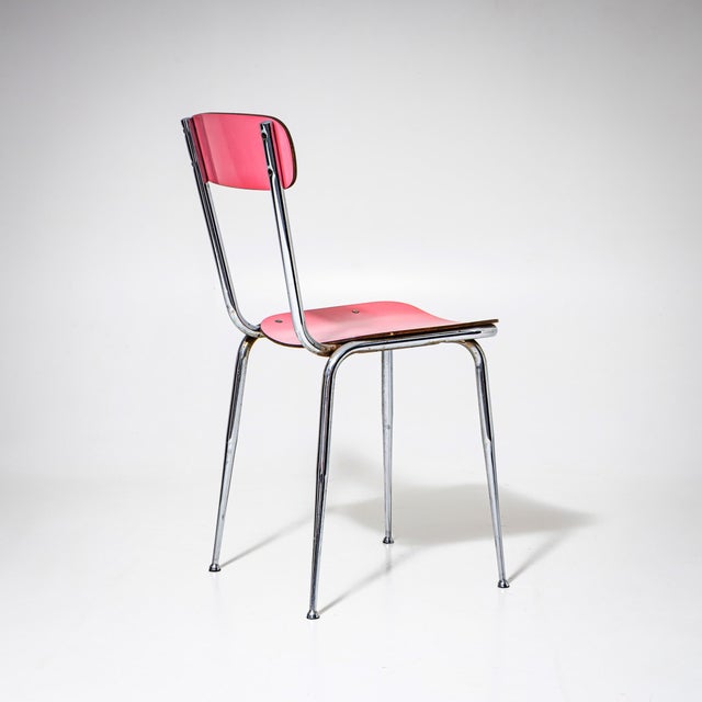 Pink Formica Dining Set of Table and Chairs, Italy, 1960s, Set of 7 For Sale - Image 10 of 12