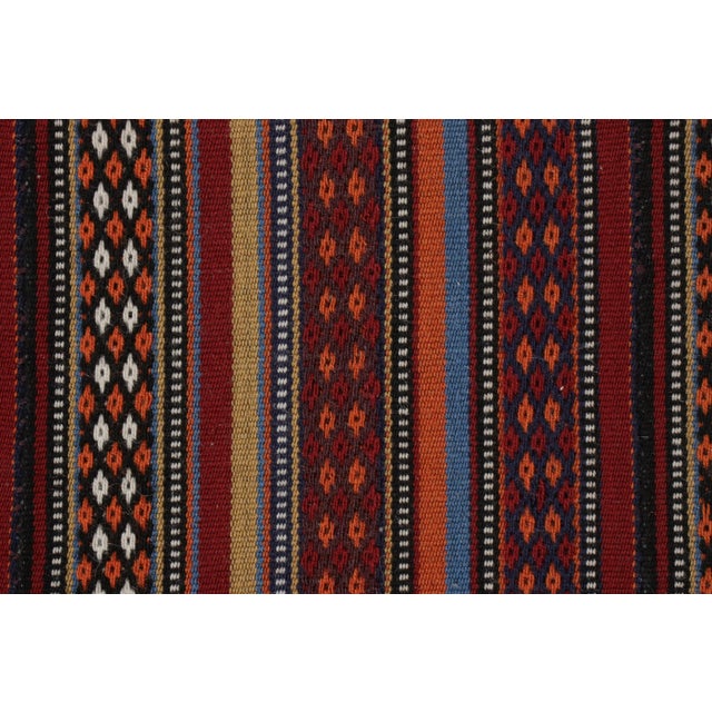 Handwoven Vintage Turkish Jajim Kilim Runner in Red, Multicolor Stripe Pattern For Sale In New York - Image 6 of 7