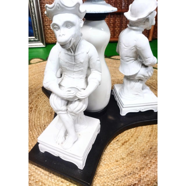 Rare Vintage Blanc De Chine Whimsical 3 Monkey Custom Palm Beach Regency Coffee Table For Sale In West Palm - Image 6 of 10