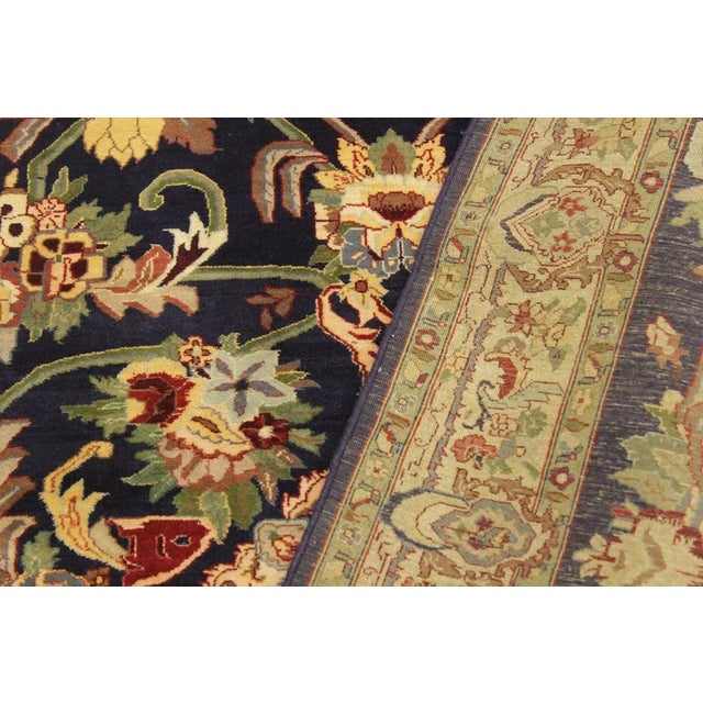 Textile 1980s Art Nouveau 1980's Blue/Ivory Wool Rug - 4'1 X 6'1 For Sale - Image 7 of 8