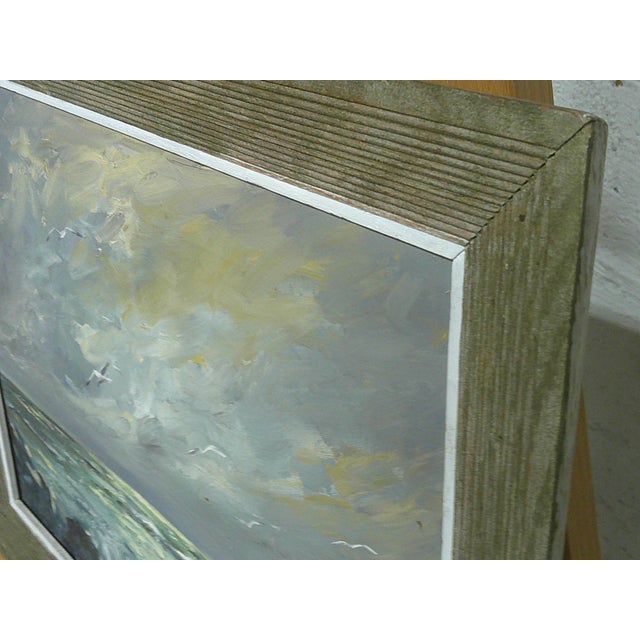 Mid 20th Century Mid-Century Modern Seascape of Crashing Waves and Seagull For Sale - Image 4 of 5
