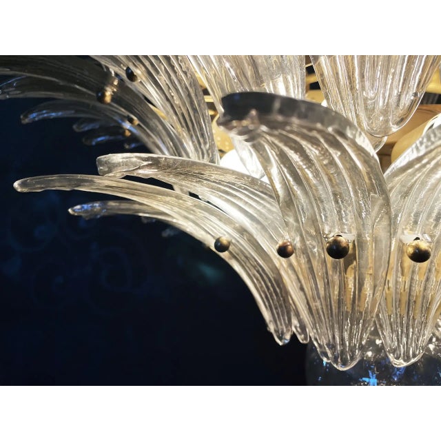 Metal Palmette Ceiling Light Three Levels, 104 Smoked Glasses For Sale - Image 7 of 10
