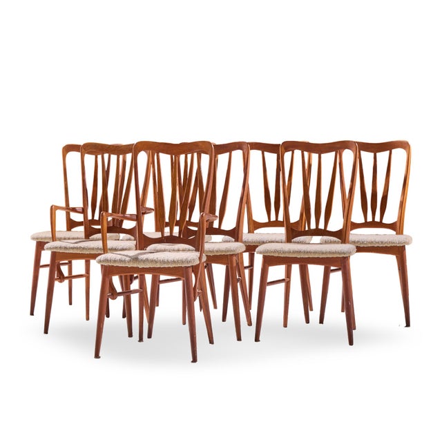 Mid-Century Modern Niels Koefoed for Koefoeds Hornslet Ingrid Mid Century Teak Dining Chairs - Set of 8 For Sale - Image 3 of 18