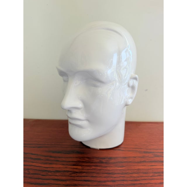 Vintage Display Head in Glazed Porcelain, 1970s For Sale - Image 4 of 7