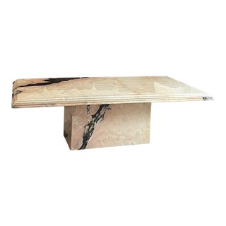 1970s Mid-Century Coffee Table Italian Pink Cream Marble For Sale