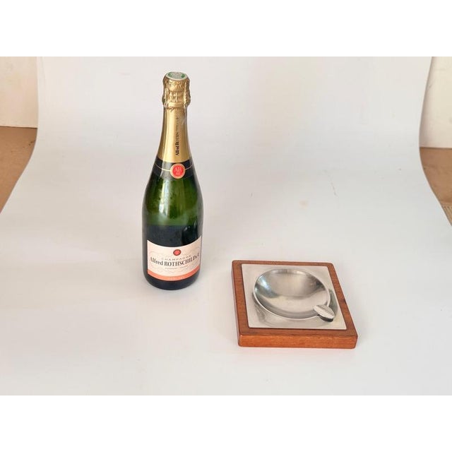 Scandinavian wood and metal ashtray.